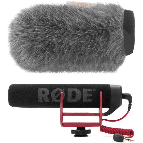 RODE VideoMic GO Camera-Mount Shotgun Microphone Kit with Auray Custom Windshield