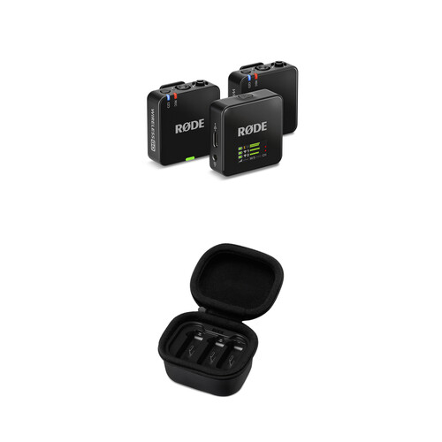 RODE Wireless GO III 2-Person Compact Digital Wireless Microphone System/Recorder with Charge Case+ (2.4 GHz, Black)