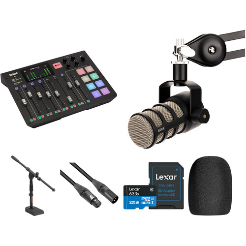 RODE RODECaster Pro Podcast Kit with PodMic Microphone, Stand & Cable