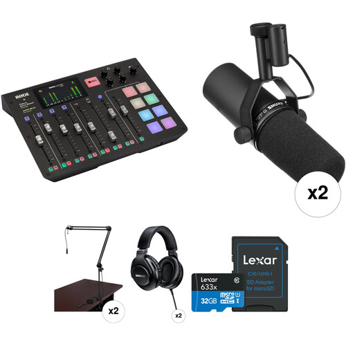 RODE RODECaster Pro 2-Person Podcasting Kit with Shure SM7B Mic, Boom Arm, Headphones, and More