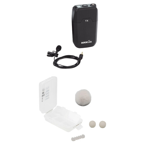 RODE TX-BELT Beltpack Wireless Transmitter with Lavalier Mic & Outdoor Kit (Black Mic, White Accessories)