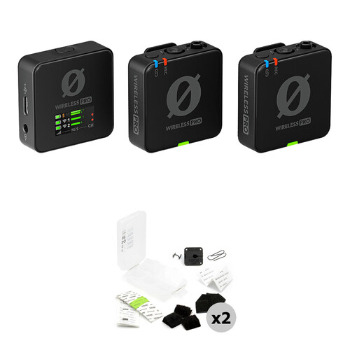 RODE Wireless PRO 2-Person Wireless Microphone System/Recorder with Black Mic Hiding Kits