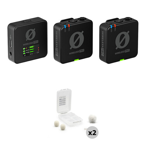 RODE Wireless PRO 2-Person Wireless Microphone System/Recorder with White Outdoor Kits