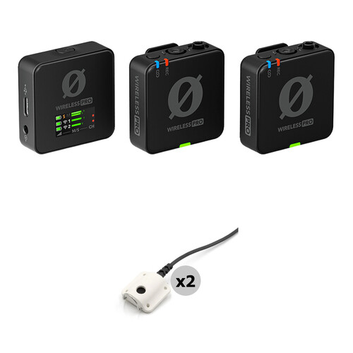RODE Wireless PRO 2-Person Wireless Microphone System/Recorder Kit with White Lav Concealers