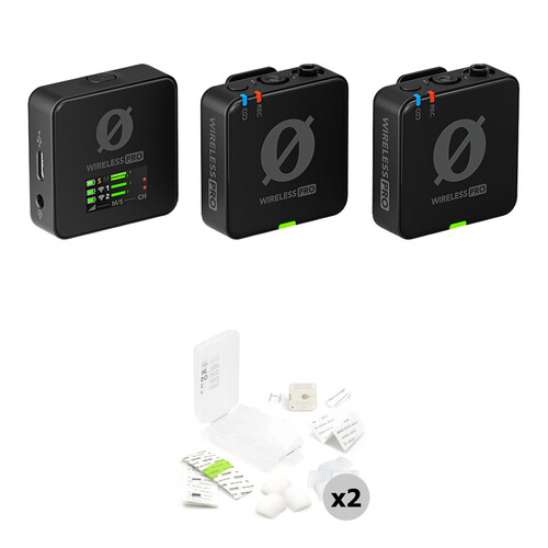 RODE Wireless PRO 2-Person Wireless Microphone System/Recorder with White Mic Hiding Kits