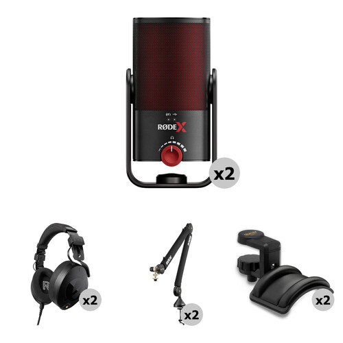 RODE X XCM-50 2-Person Podcasting Kit with Broadcast Arms, Headphones & Holders