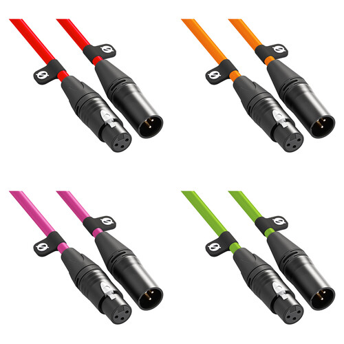 RODE XLR Male to XLR Female Cable (9.8', Red, Orange, Pink, Green, 4-Pack)