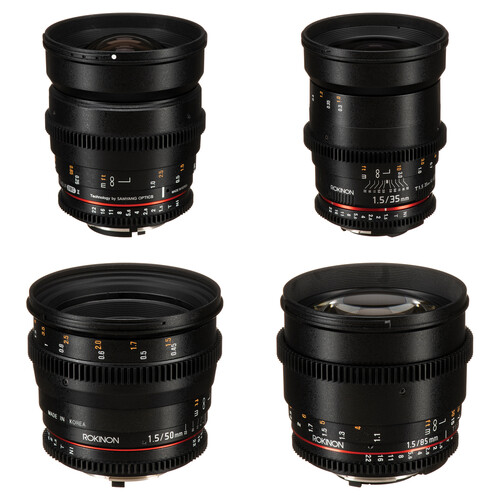 Rokinon 24, 35, 50, 85mm T1.5 Cine DS Lens Bundle for Nikon F Mount