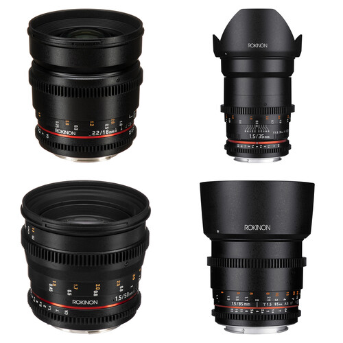 Rokinon 16, 35, 50, 85mm Cine DS Lens Bundle for Canon EF Mount