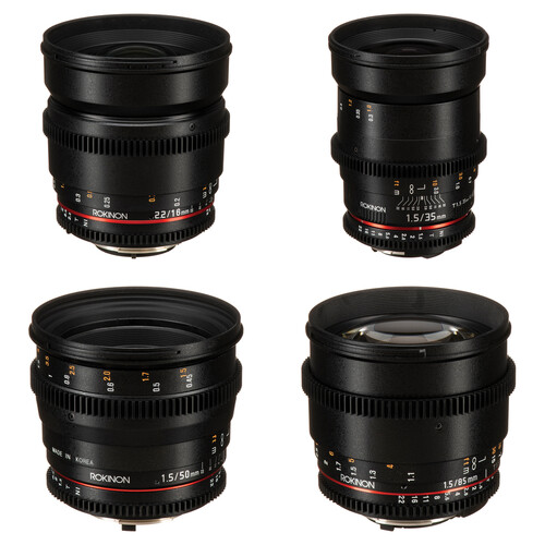 Rokinon 16, 35, 50, 85mm Cine DS Lens Bundle for Nikon F Mount
