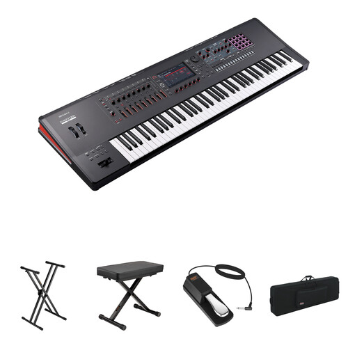 Roland Fantom 7 EX 76-Key Music Workstation Keyboard Kit with X-Stand, X-Bench, Pedal, Wheeled Case
