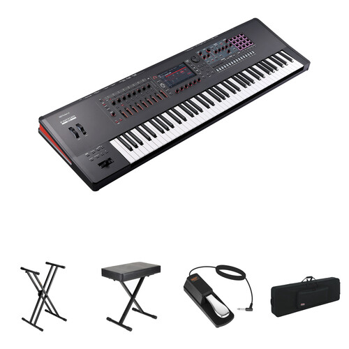 Roland Fantom 7 EX 76-Key Music Workstation Keyboard Kit with X-Stand, X-Bench, Pedal, Wheeled Case