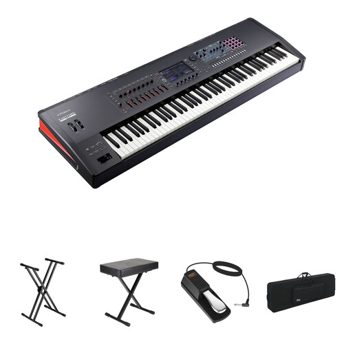 Roland Fantom 8 EX 88-Key Music Workstation Keyboard Kit with X-Stand, X-Bench, Pedal, Wheeled Case