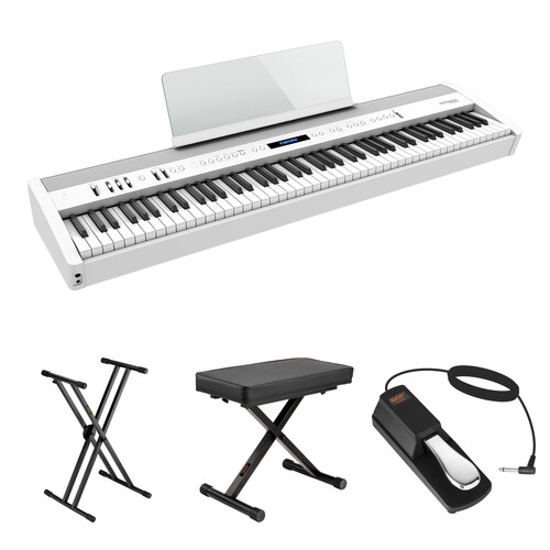 Roland FP-60X Value Bundle with Digital Piano, X-Stand, X-Bench, and Pedal (White)