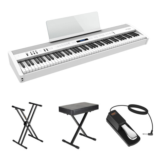 Roland FP-60X Value Bundle with Digital Piano, X-Stand, X-Bench, and Pedal (White)