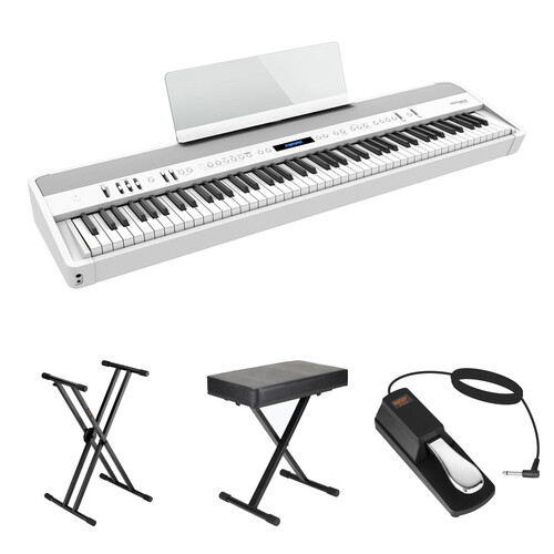 Roland FP-90X Value Bundle with Digital Piano, X-Stand, X-Bench, and Pedal (White)