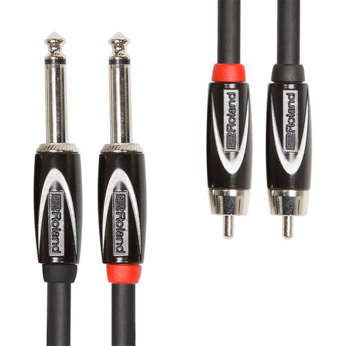 Roland Black Series Dual 1/4" TS to Dual RCA Cable (10')