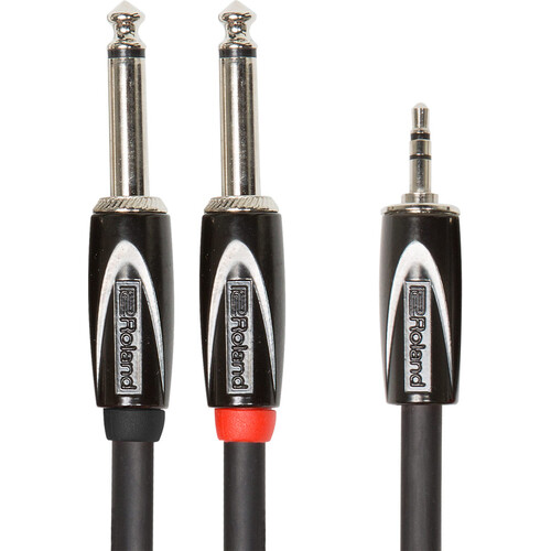 Roland Black Series 3.5mm TRS Male to Dual 1/4" TS Male Y-Cable (5')