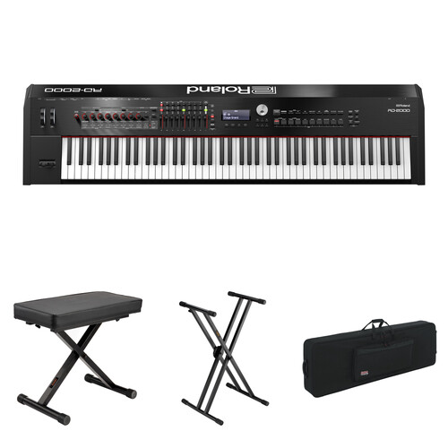 Roland RD-2000 88-Key Digital Stage Piano with Bench, Stand, and Travel Case Kit