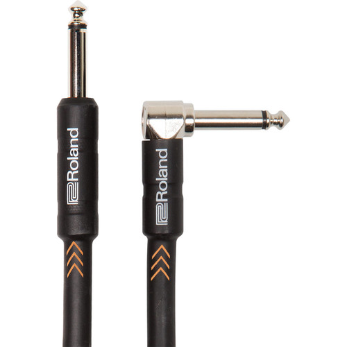 Roland Black Series 1/4" Plug to 1/4" Right-Angle Plug Instrument Cable (5')