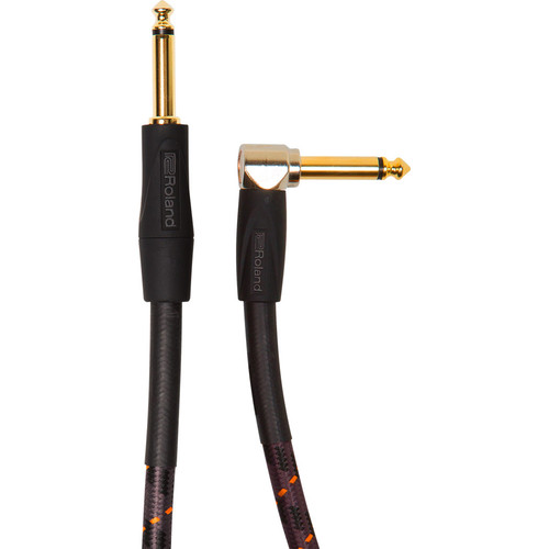 Roland Gold Series 1/4" Plug to 1/4" Right-Angle Plug Instrument Cable (20')