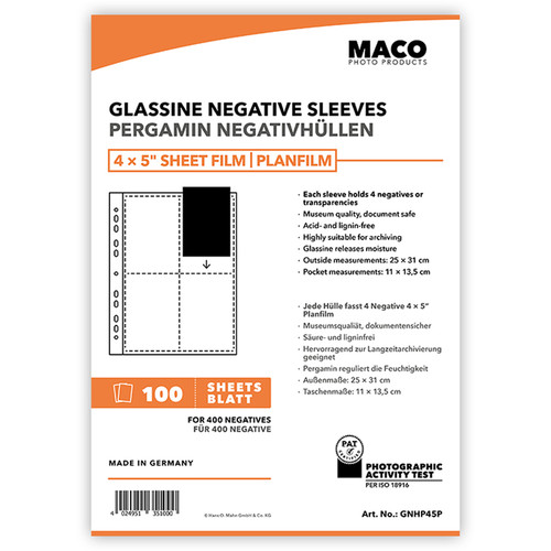 Rollei MACO Glassine Negative Sleeve Pages (4 x 5", 100-Pack)