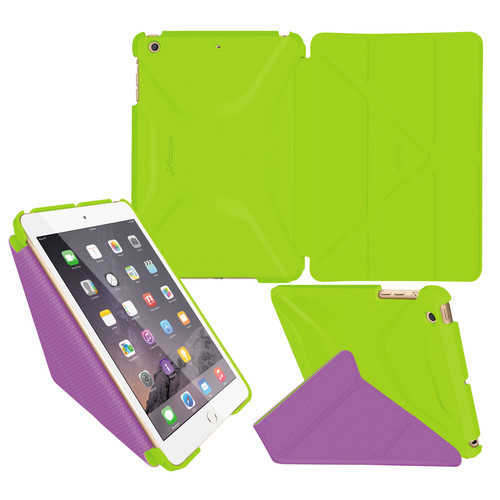 rooCASE Origami 3D Case for Apple iPad mini 1/2/3 (Electric Green/Peach Pink)