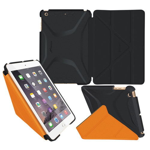 rooCASE Origami 3D Case for Apple iPad mini 1/2/3 (Granite Black/Orange)