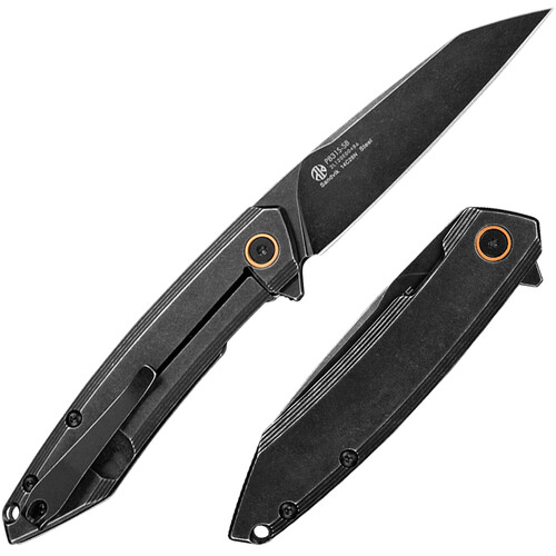 Ruike P831S-SB Folding Knife (Quick-Deploy Fin, Stonewashed Black Handle)