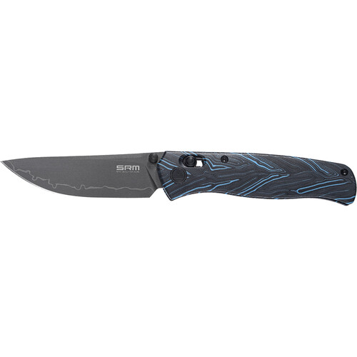 Ruike 225L Mono Chasis Folding Knife (Black & Blue Handle, PVD Black)