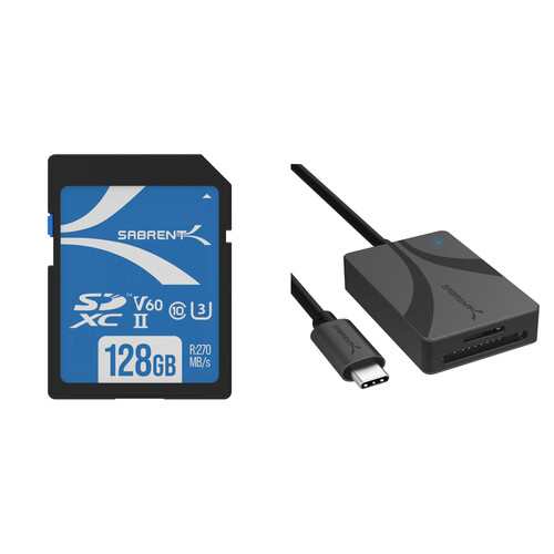 Sabrent 128GB Rocket UHS-II SDXC Memory Card with SDXC & microSDXC Card Reader
