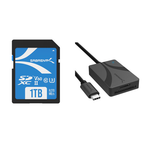 Sabrent 1TB Rocket UHS-II SDXC Memory Card with SDXC & microSDXC Card Reader