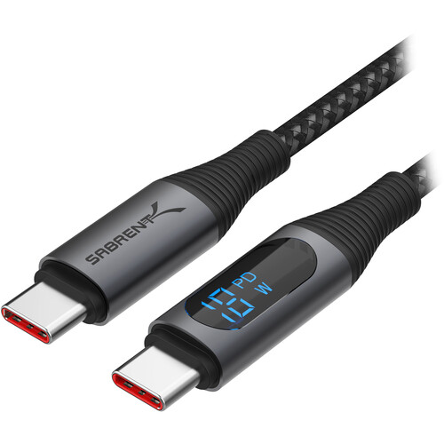 Sabrent USB-C Cable with Smart Display (6.6', Black)