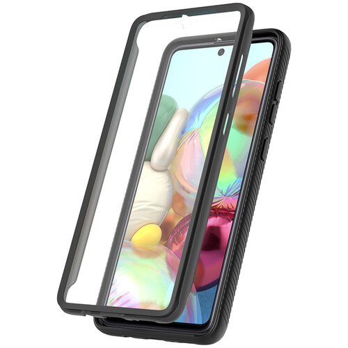 Sahara Case Heavy Duty Case with Screen Protector for Samsung Galaxy A71 Smartphones (Clear Black)