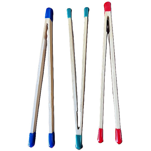 Samigon Bamboo Print Tongs with Rubber Tips (3-Pack)