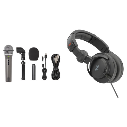 Samson Q2U Dynamic USB/XLR Microphone Recording and Podcasting Kit with Headphones (Gray Mic)