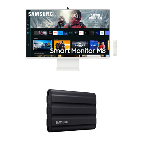 Samsung M80C 32" 4K Webcam Monitor & 4TB T7 Shield Portable SSD Kit (Warm White / Black)