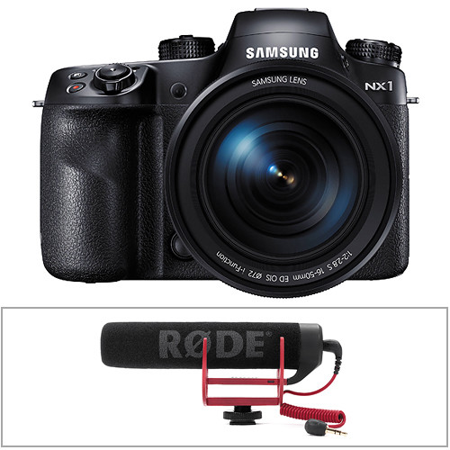 Samsung NX1 Mirrorless Digital Camera Body with 16-50mm f/2-2.8 Lens & Rode VideoMic GO Kit