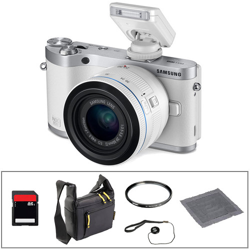Samsung NX300 Mirrorless Digital Camera Basic Accessory Kit with 20-50mm f/3.5-5.6 ED II Lens (White)