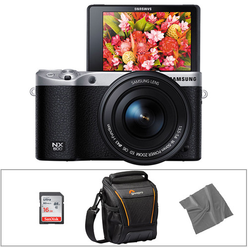 Samsung NX500 Mirrorless Digital Camera with 16-50mm Power Zoom Lens Basic Kit (Black)
