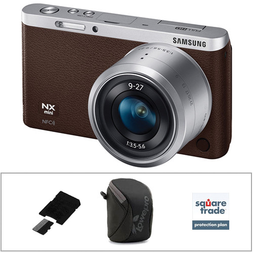 Samsung NX Mini Mirrorless Digital Camera with 9-27mm Lens and Flash Deluxe Kit (Brown)