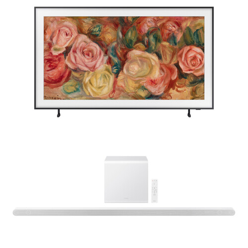 Samsung The Frame QN85LS03D 85" 4K HDR Smart QLED TV & HW-S801D 3.1.2-Channel Soundbar System Kit (Black/White)