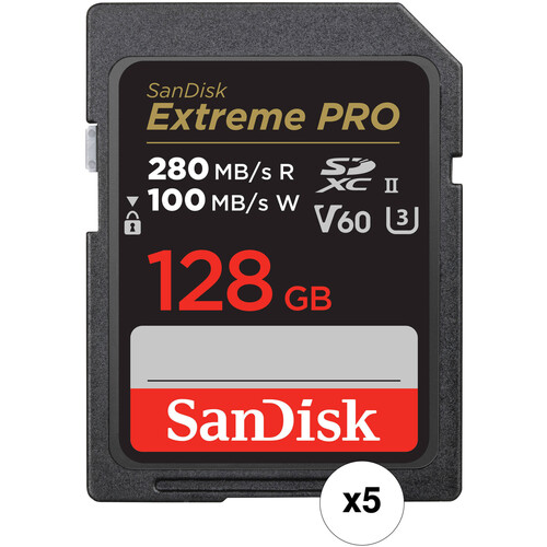 SANDISK 128GB Extreme PRO UHS-II SDXC Memory Card (5-Pack)
