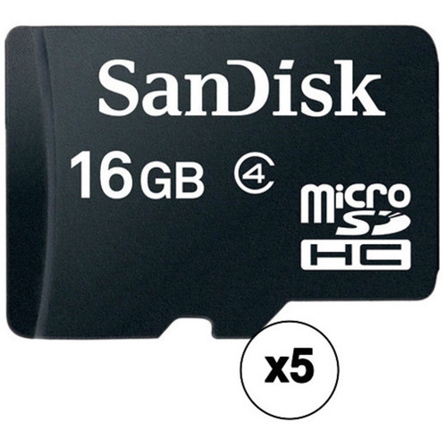 SanDisk 16GB microSDHC Memory Card with SD Adapter (5-Pack)