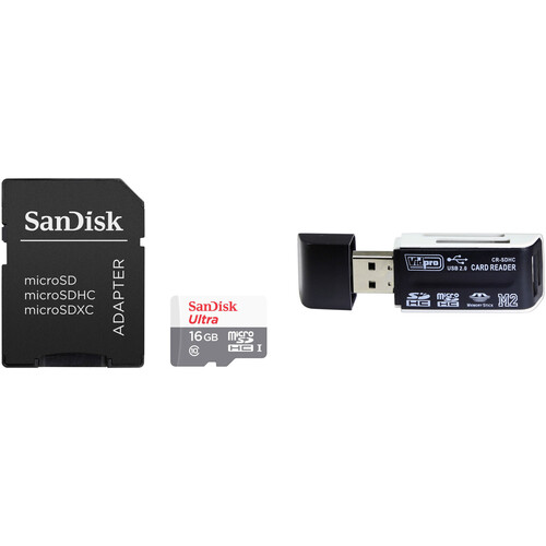 SanDisk 16GB Ultra UHS-I microSDHC Memory Card with SD Adapter and USB 2.0 Card Reader