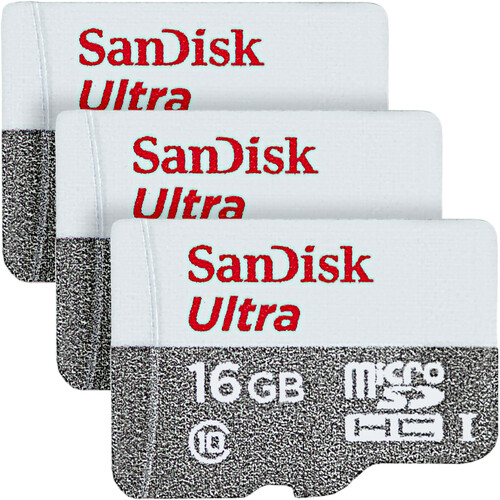 SanDisk 16GB Ultra UHS-I microSDHC Memory Card (3-Pack)