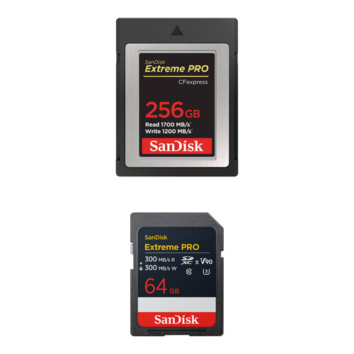 SanDisk 256GB Extreme PRO CFexpress Type B Memory Card with 64GB Extreme PRO UHS-II SDXC Memory Card