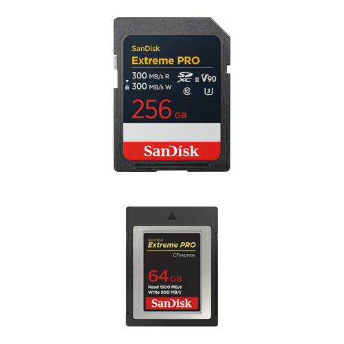 SanDisk 256GB Extreme PRO UHS-II SDXC Memory Card with 64GB Extreme PRO CFexpress Type B Memory Card