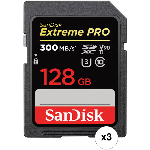 SanDisk 128GB Extreme PRO UHS-II SDXC Memory Card (3-Pack) B&H