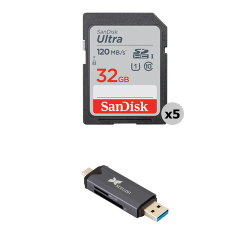 SanDisk 32GB Ultra UHS-I SDHC Memory Card with Dual USB 3.2 Gen 1 Card Reader